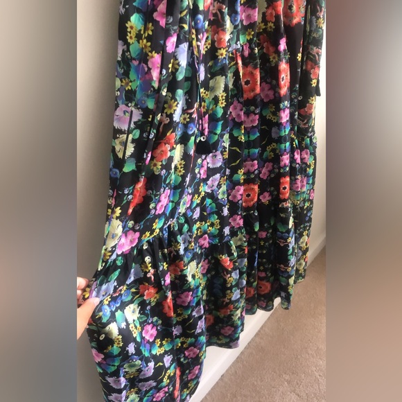 Johnny Was Ella Natania Silk Tiered Floral Tassel Midi Dress XL - Picture 6 of 11